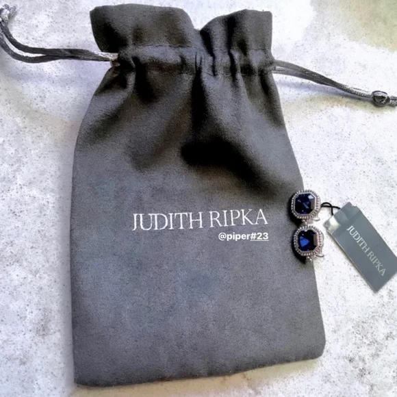 NWT Judith Ripka Asscher-cut Blue Sapphire Estate Stud Earrings - Picture 8 of 11